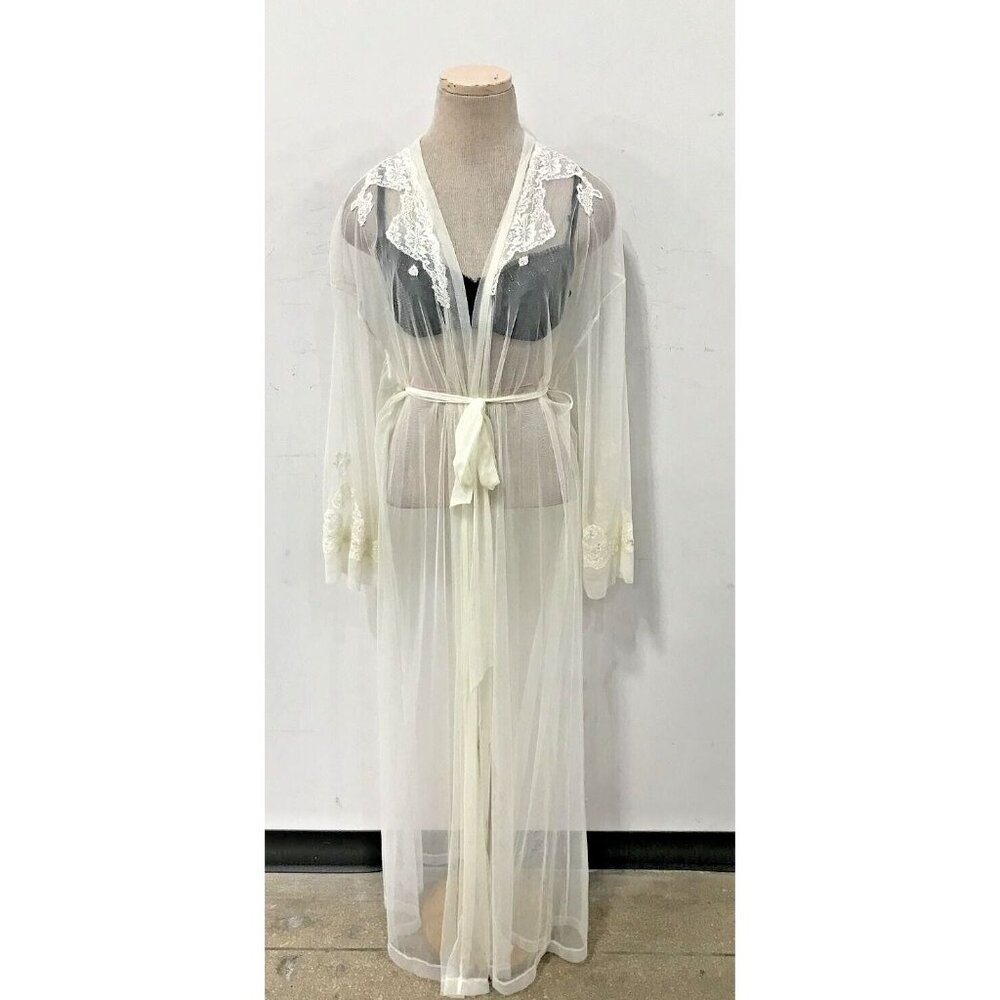 VICTORIA'S SECRET WOMEN'S IVORY LACE ROBE SIZE SMALL BLACK BRA 34C NWT